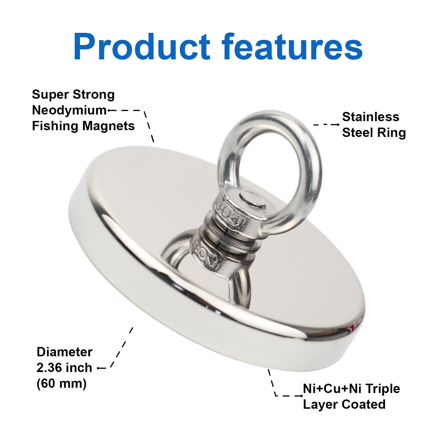 D90 Pull Max 350 kg Magnete da - Fishing Hook Stainless Steel recensione e prezzo